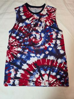Red, White and Blue Tie-Dyed Tank Top