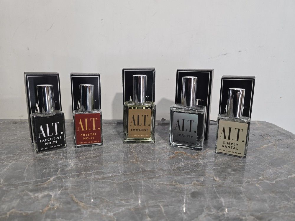 ALT Fragrance Lot Of 5 Reality, Executive 26, Crystal 23, Immense, Simply Santal