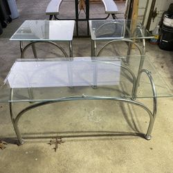 Glass Coffee Table, and Two Side Tables