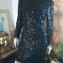 Elegant Sequin Black Tassel Dress 