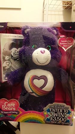 Limited edition rainbow heart care bear
