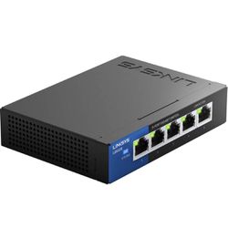 Linksys LGS105 Business 5-Port Desktop Gigabit Ethernet Network Unmanaged Switch I Metal Enclosure,Black/Blue