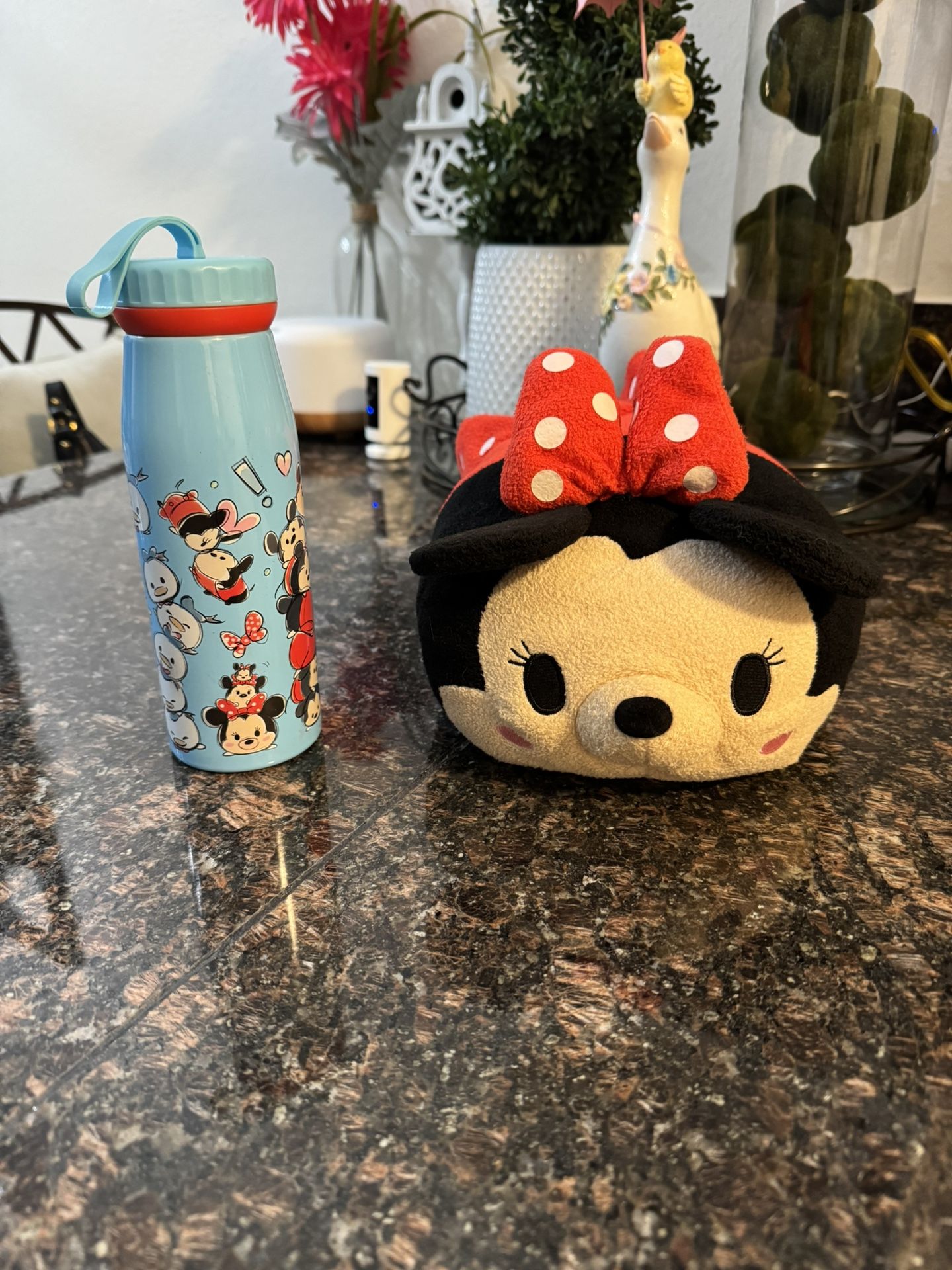 Disney Tsum Tsum Stainless Steel Water Bottle 13.5 Oz & Disney Tsum Tsum Minnie Mouse Plush Toy