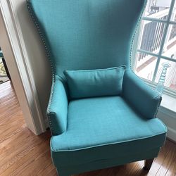 High back teal/blue chairs (2)