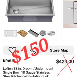 KRAUS
 Stainless Steel Kitchen Workstation Sink with Accessories