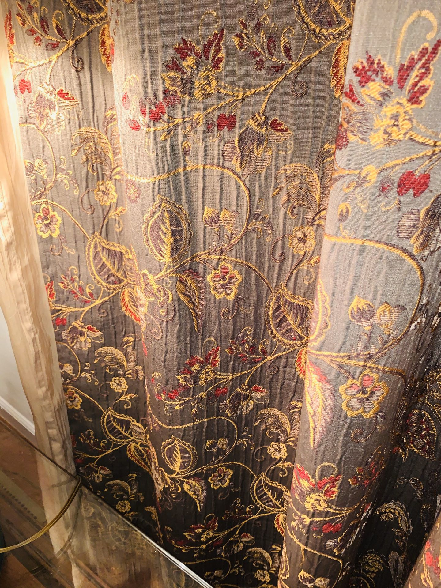 Bed bath embordered jacquard curtain panels (2 piece)