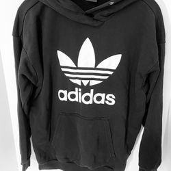 Adidas Trefoil Leaf Logo Unisex Size S Black Pullover Hoodie Sweat Shirt 