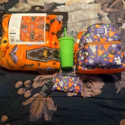Disney Mickey Halloween Treats Loungefly Set And Starbucks Studded Cup