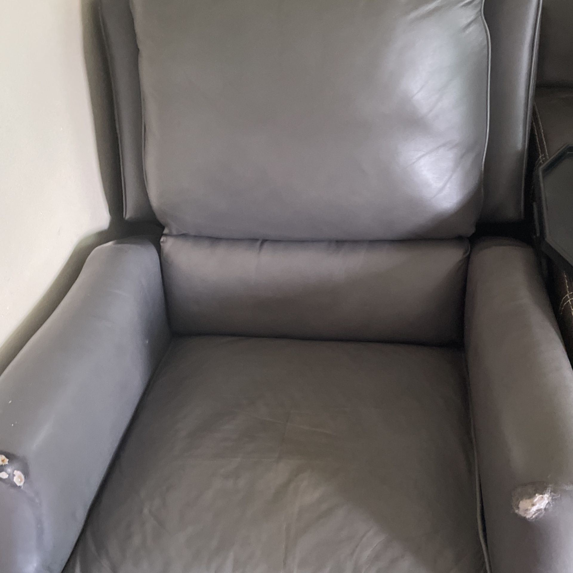 Grey Leather Recliner Chair 