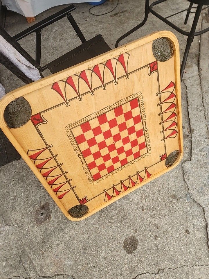 Vintage Carrom Game Board Wood Grain Pool Shuffleboard