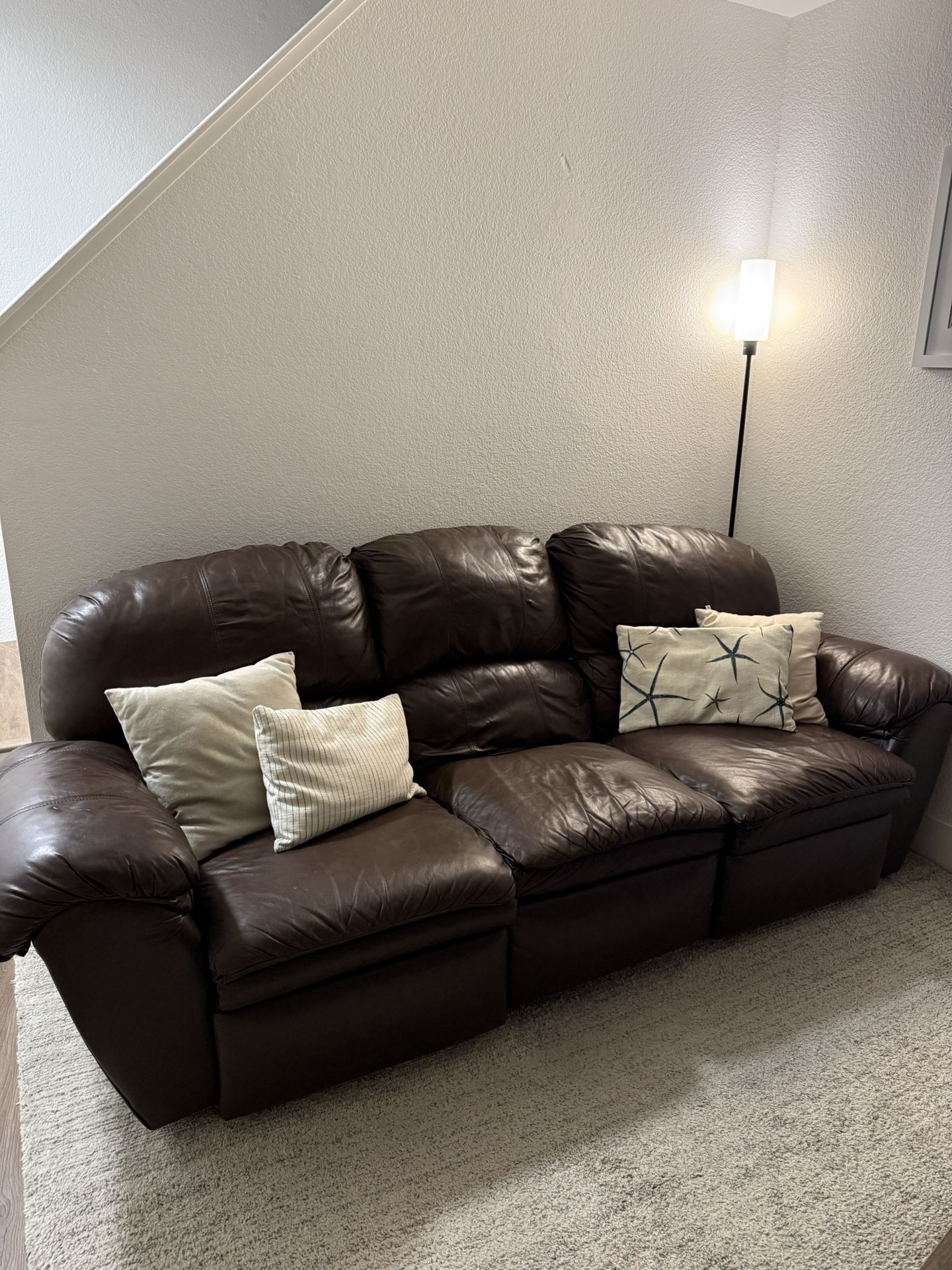Leather Recliner Couch- Brown