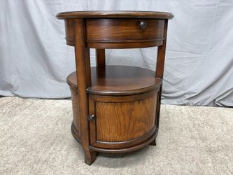 Cherry Finish 2-Tier Round Side Table