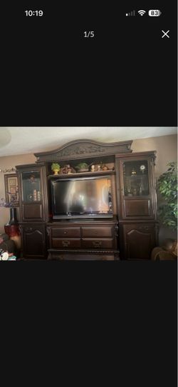Large Dark Wood Entertainment Center