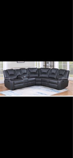 3 COLOR OPTIONS AVAILABLE. BLACK, BROWN OR GRAY MANUAL RECLINE SECTIONAL