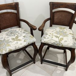 Two Counter-Height Upholstered Chairs