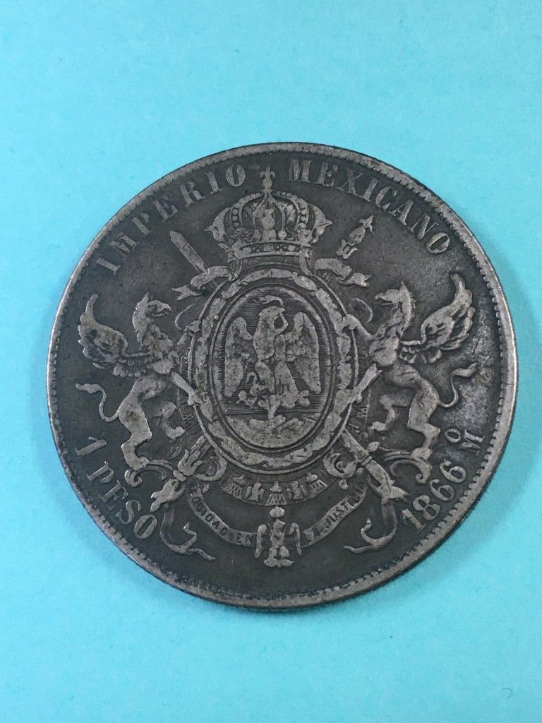 π²π½π²π½1866 Mexico Empire Of Maximilian Un Peso Silver Coin