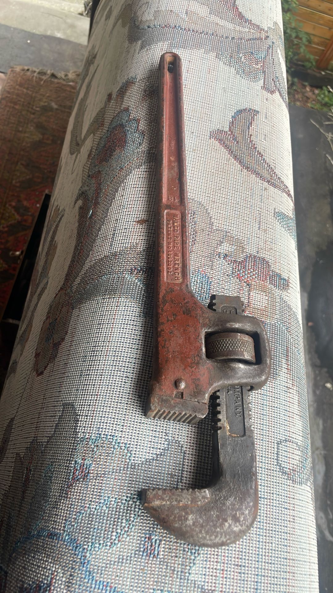 18” Stillson pipe wrench by Walworth. Excellent condition with smooth motion.