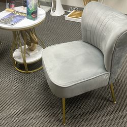 Luxury Accent Chairs & Marble Side Table – Modern Gold Set