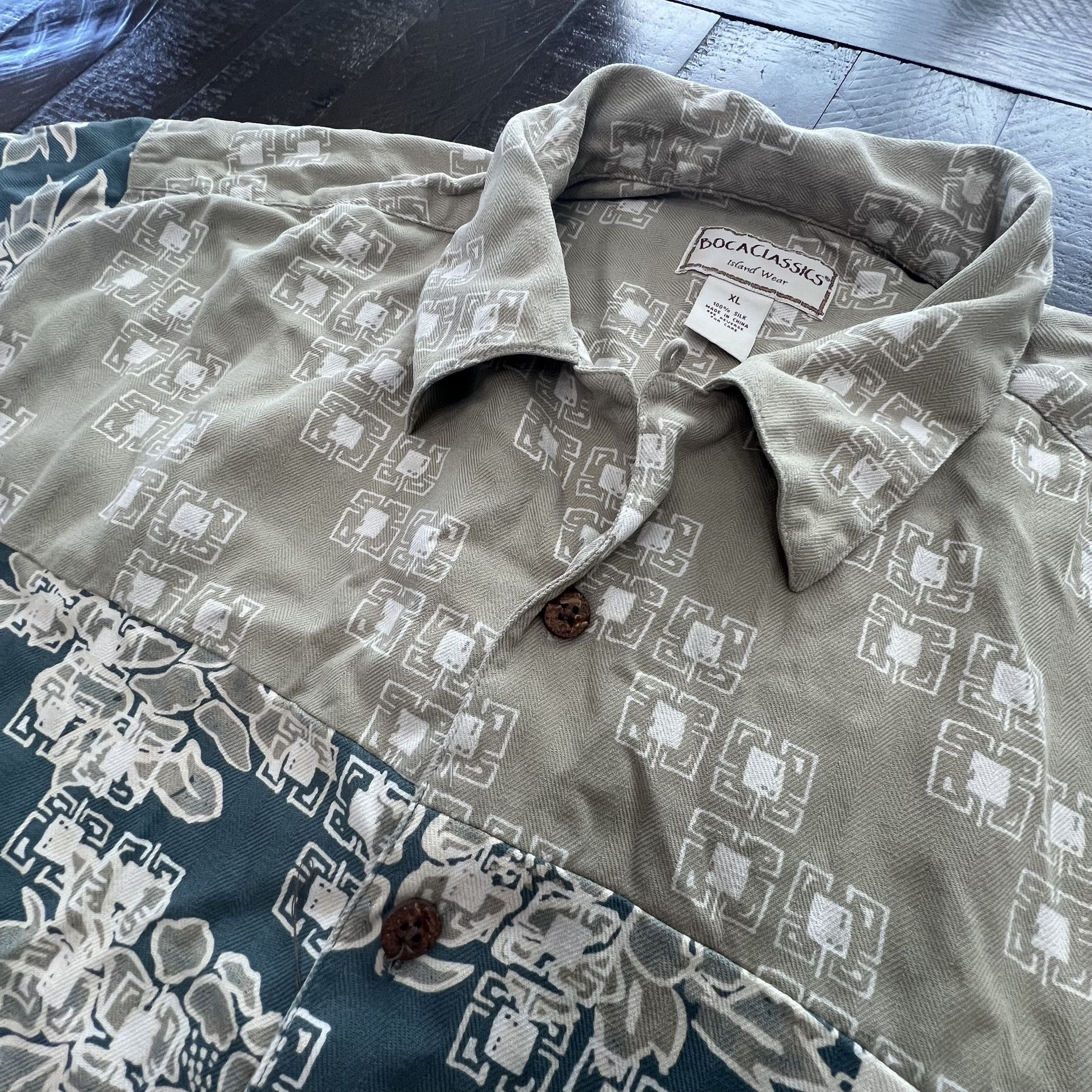 Men's XL tropical shirt 100% silk by Boca Classics