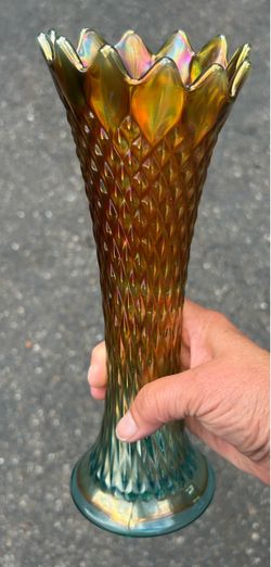 Aqua opalescent Northwood Carnival vase