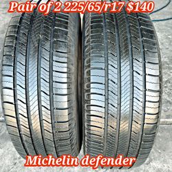 Pair of 2 Michelin defender 225/65/r17 ‼️ free instalation and balance ‼️