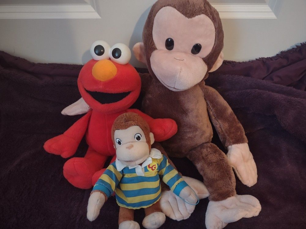Curious George and Elmo Plushes