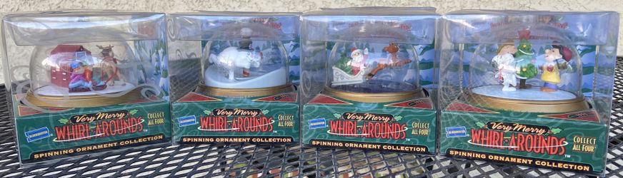 XMAS Complete Set of 4 Very Merry Whirl-Arounds Spinning Ornaments Blockbuster