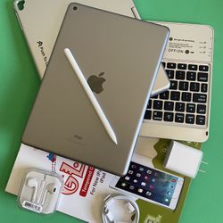 Apple IPad 6th Generation (9.7” Retina / Touch ID / IOS 17) 32GB with keyboard, pen & Accessories (128gb $199) 