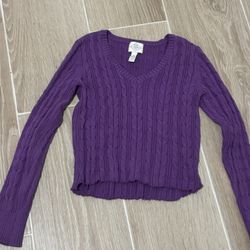 St John’s Bay Purple Cropped Cardigan Sweater 