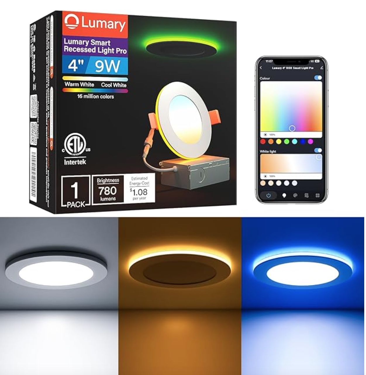 Smart recessed 6 inch light With Nightlight new