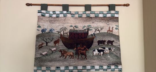 Vintage Noah's Ark Tapestry Wall Hanging Carol Endres Spirit Of Folk 1996