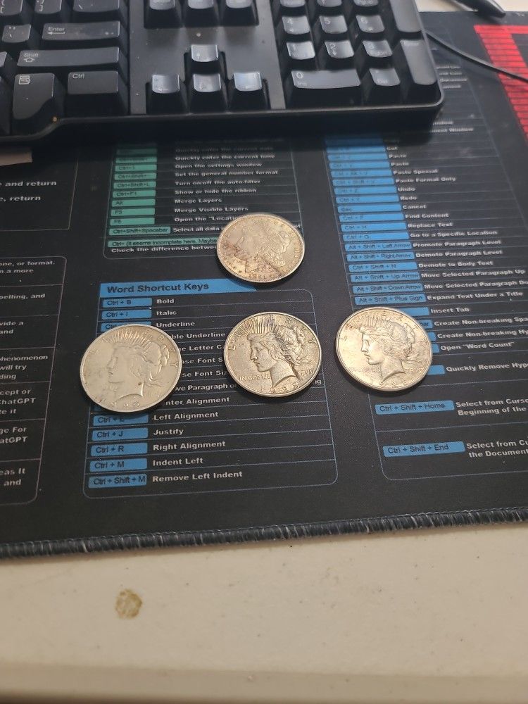 Silver Dollars 1 Morgan & 3 Peace