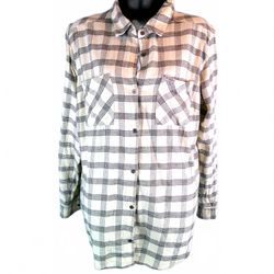 Columbia Sportswear Company Women's XL Black & Off-White Plaid Button Down Shirt