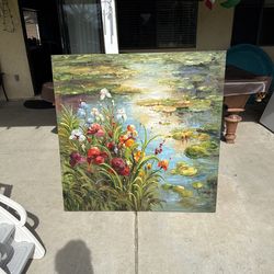 Floral lake painting-decor