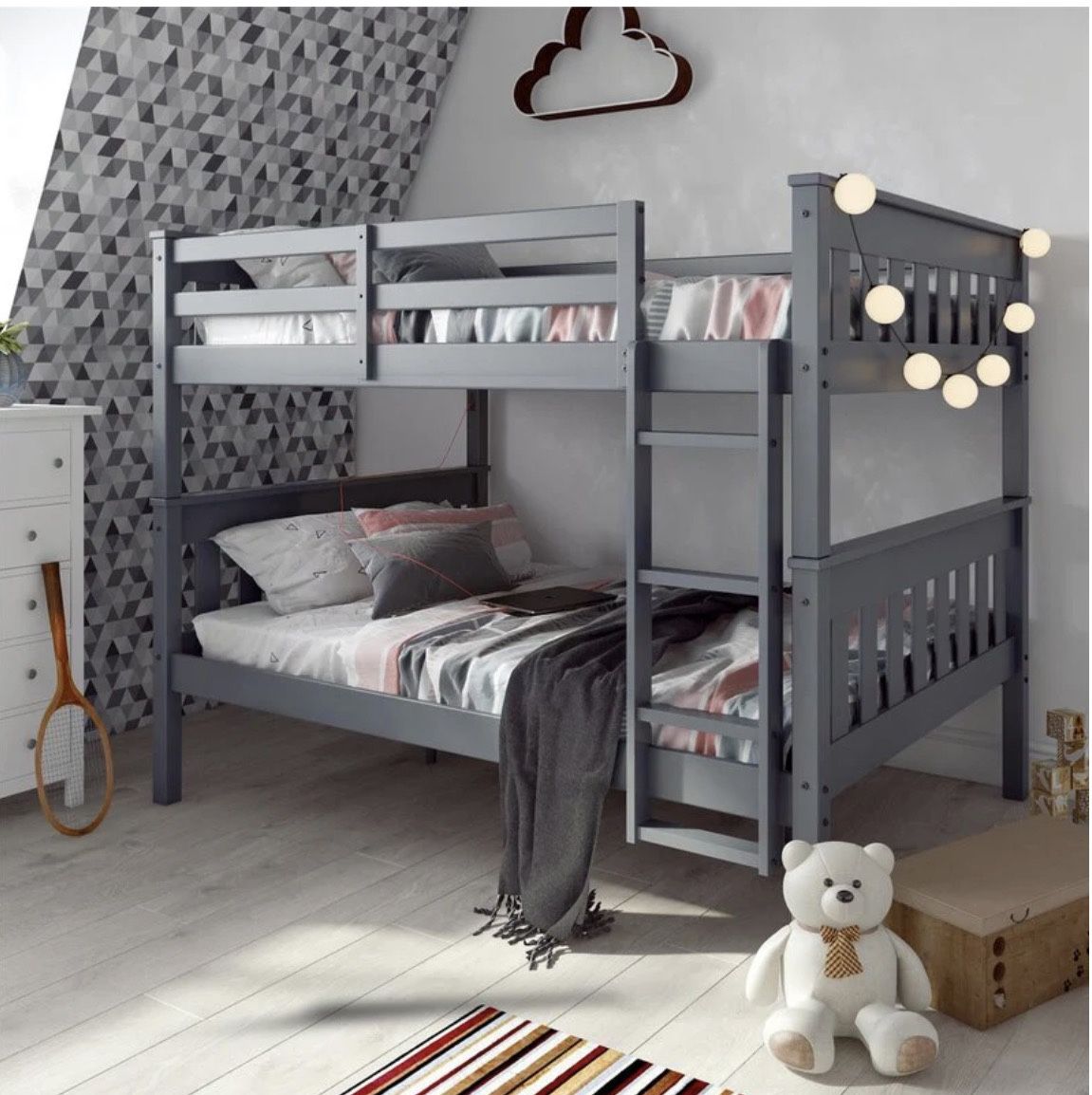 Full over full bunk bed with ladder for bedroom
