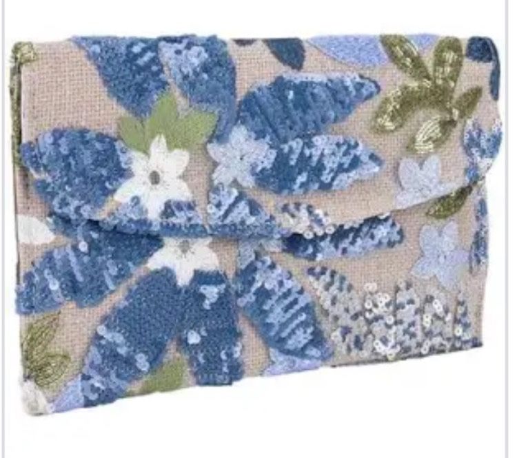 Floral Embroidery  Sequin Evening Clutch Purse 👛 2 Available 