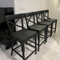 4 Black Wooden Barstools - World Market - 30 În