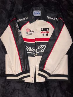 Delfric Eden Racing Varsity Jacket Cream Black Red Size Small