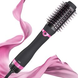 Focala Hair Dryer Blowout Brush, 3-in-1 Blow Dryer & Volumizer Styler with Detachable Oval Barrel, Black/Pink *NEW in Open Box*