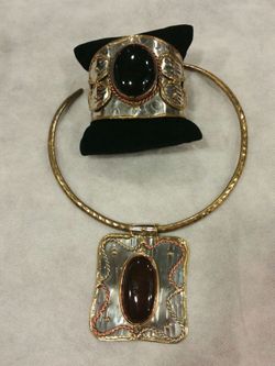 New Necklace and Cuff Bracelet Set