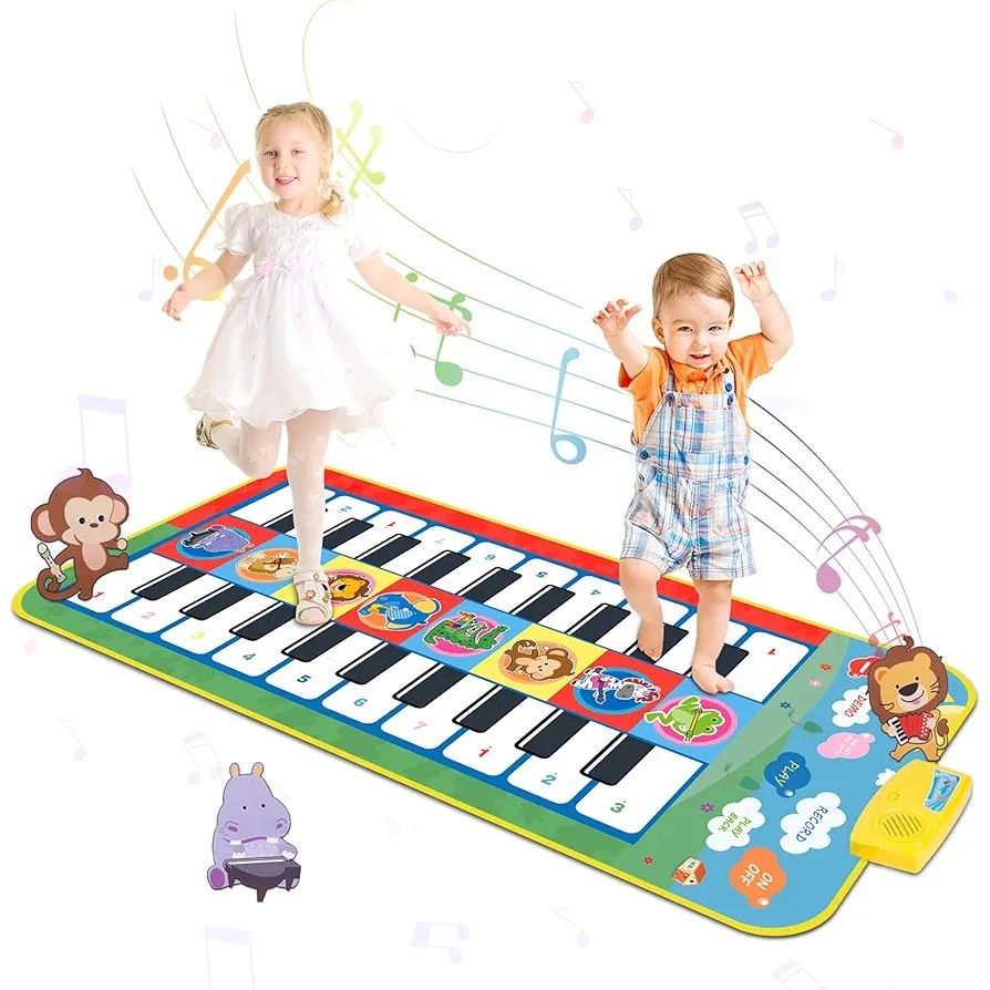Piano Mat for Toddlers 1-3, 44" X 20" Double Keyboard Music Floor Dance Mat