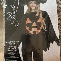 Jack-O-Lantern Poncho With Hat Fits Most Sizes 