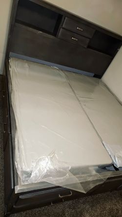 Grey King Bed Frame and Mattress