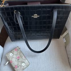 Coach Leather Tote Purse & Wallet