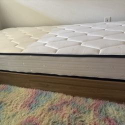 Twin XL Platform Sunnyfurn Wood Bed Frame And Novilla Twin XL  8 Inch Mattress