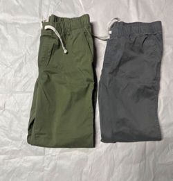 TWO PAIRS OF CAT AND JACK BOYS SIZE 18 STRAIGHT FIT WOVEN PULL UP PANTS