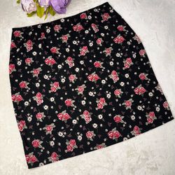 Vintage Black Floral Mini Skirt