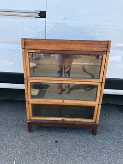 Antique Oak & Glass 3-Stack Barrister Bookcase