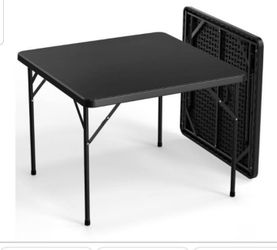 Black Card Square Table, 38 inch Foldable Legs Full Table Top,