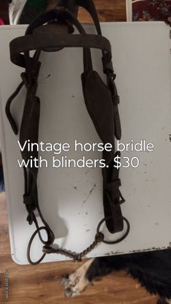 Vintage "1800" Horse Driving Bridle With Blinders For Decor